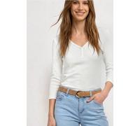 3/4-Arm-Shirt STREET ONE, Damen, Gr. 34, weiß (sanftes weiß), Web, 96% Baumwolle, 4% Elasthan, unifarben, normal normal, Rundhals, abgesteppt, Shirts 3/4-Arm-Shirt, Jersey (45220459-34) sanftes weiß