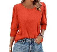 3/4 Ärmel Bluse Damen T Shirts Lässige Oversize Oberteil Weites Baumwolle Weich Elegant Tunika Damen Shirt elegant Golf top bauchfrei transparentes Oberteil Hemd