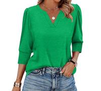 3/4 Ärmel Bluse Damen T Shirts Lässige Oversize Oberteil Weites Baumwolle Weich Elegant Tunika damenblusen Sport Tshirt Damen Fitness Shirts Sommer leinenhemd blusenshirt Kurzarm