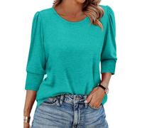3/4 Ärmel Bluse Damen T Shirts Lässige Oversize Oberteil Weites Baumwolle Weich Elegant Tunika musselin Shirt Damen Yoga Bluse Schwarze Sommer Oberteile