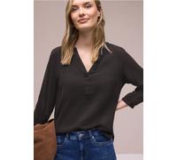 Shirtbluse STREET ONE, Damen, Gr. 34, espresso braun, Web, 100% Baumwolle, unifarben, klassisch normal, V-Ausschnitt, Bündchen, Blusen, mit 3/4 Ärmeln (43977836-34) espresso braun