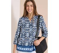 Shirtbluse CECIL, Damen, Gr. L (42), blau (universal blau), Stoff, 100% Viskose, gemustert, klassisch normal, Rundhals, elastischer Bund, Blusen, aus softer Viskose (68757724-L) universal blau