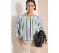 Klassische Bluse CECIL, Damen, Gr. XXL (46), bunt (light sky blau), Stoff, 100% Viskose, gestreift, normal Po-bedeckend, Rundhals, abgesteppt, Blusen Bluse, aus softer Viskose (39809960-XXL) light sky