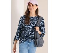 Klassische Bluse CECIL, Damen, Gr. XL (44), universal blau, Stoff, 100% Viskose, gemustert, klassisch normal, Rundhals, normaler Saum, Blusen Bluse, mit 3/4 Ärmeln (57560513-XL) universal blau