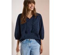 Shirtbluse CECIL, Damen, Gr. XXL (46), universal blau, Web, 100% Baumwolle, unifarben, klassisch normal, Rundhals, elastischer Bund, Blusen, mit 3/4 Ärmeln (81080427-XXL) universal blau