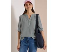 Shirtbluse CECIL, Damen, Gr. XL (44), grün (khaki), Stoff, 100% Viskose, gestreift, klassisch normal, Rundhals, Bündchen, Blusen, mit geschlitztem Rundhalsausschnitt (20580841-XL) khaki