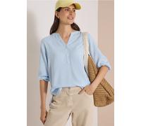 Shirtbluse CECIL, Damen, Gr. XS (36), blau (blouse blau), Stoff, 100% Viskose, gestreift, klassisch normal, Rundhals, Bündchen, Blusen, mit geschlitztem Rundhalsausschnitt (21072618-XS) blouse blau