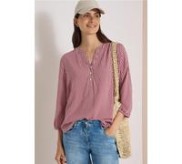 Shirtbluse CECIL, Damen, Gr. M (40), rot (russet rot), Stoff, 100% Viskose, gestreift, klassisch normal, Rundhals, Bündchen, Blusen, mit geschlitztem Rundhalsausschnitt (51729002-M) russet rot