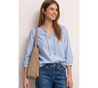 Langarmbluse STREET ONE, Damen, Gr. 46, smoked blau, Web, 100% Baumwolle, gestreift, normal normal, Rundhals, elastischer Bund, Blusen, aus reiner Baumwolle (72903121-46) smoked blau