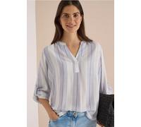 Klassische Bluse CECIL, Damen, Gr. M (40), deep river blau, Stoff, 100% Viskose, gestreift, klassisch normal, Rundhals, Aufschlag, Blusen Bluse, mit 3/4 Ärmeln (75930933-M) deep river blau