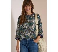 Shirtbluse CECIL, Damen, Gr. S (38), urban dunkelblau, Stoff, 100% Viskose, gemustert, normal normal, Rundhals, elastischer Bund, Blusen, aus softer Viskose (85423802-S) urban dunkelblau