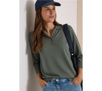 Poloshirt CECIL, Damen, Gr. L (42), grün (dried olove grün), Piqué, Obermaterial: 48% Baumwolle, 48% Modal, 4% Elasthan, unifarben, normal hüftbedeckend, V-Ausschnitt, abgesteppte Kante, Shirts, 3/4-A