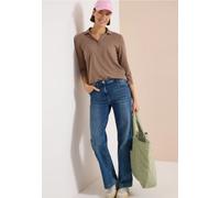 Poloshirt CECIL, Damen, Gr. M (40), braun (cocoa taupe), Web;Stoff;Piqué, 48% Baumwolle, 48% Modal, 4% Elasthan, unifarben, comfort fit normal, hoch geschlossener Ausschnitt, normaler Saum, Shirts, mi