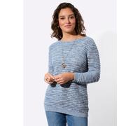 3/4 Arm-Pullover CASUAL LOOKS "Ajour-Pullover", Damen, Gr. 46, blau (hellblau, meliert), 100% Baumwolle, meliert, Pullover (47918644-46) hellblau, meliert