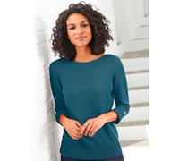 3/4 Arm-Pullover CASUAL LOOKS "Pullover", Damen, Gr. 46, blau (petrol), 50% Baumwolle, 50% Polyacryl, unifarben, figurumspielend, Pullover (861177-46) petrol