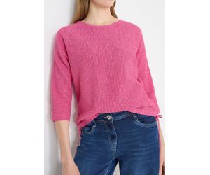 3/4 Arm-Pullover CECIL, Damen, Gr. S (38), beetroot pink, Feinstrick, 100% Baumwolle, unifarben, comfort fit hüftlang, U-Boot-Ausschnitt, Bündchen, Pullover, mit Struktur (46805411-S) beetroot pink