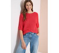 3/4 Arm-Pullover CECIL, Damen, Gr. XL (44), rot (coral), Web, 70% Baumwolle, 30% Polyester, unifarben, comfort fit normal, Rundhals, Rippbündchen, Pullover, mit 3/4 Ärmeln (24758236-XL) coral