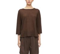3/4 Arm-Pullover COMMA, Damen, Gr. 44, braun, Strick, Obermaterial: 57% Leinen, 27% Viskose, 16% Polyester, unifarben, lässig geschnitten hüftbedeckend, Rundhals, abgesteppte Kante, Pullover, Leichter