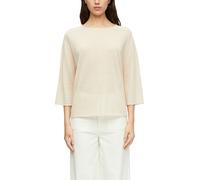 3/4 Arm-Pullover COMMA, Damen, Gr. 44, oat milk, Strick, Obermaterial: 57% Leinen, 27% Viskose, 16% Polyester, unifarben, lässig geschnitten hüftbedeckend, Rundhals, abgesteppte Kante, Pullover, Leich