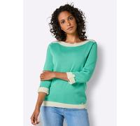 3/4 Arm-Pullover CREATION L PREMIUM "Seiden-Baumwoll-Pullover", Damen, Gr. 40, blaugrün, 55% Seide, 45% Baumwolle, unifarben, Pullover (89281623-40) blaugrün