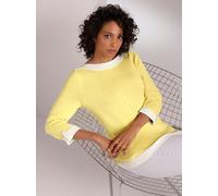 3/4 Arm-Pullover CREATION L PREMIUM "Seiden-Baumwoll-Pullover", Damen, Gr. 48, zitrone, 55% Seide, 45% Baumwolle, unifarben, Pullover (67301364-48) zitrone