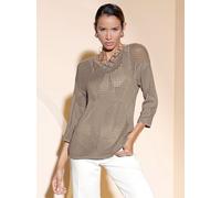 3/4 Arm-Pullover CREATION L "Pullover", Damen, Gr. 46, beige, 50% Baumwolle, 50% Viskose, gemustert, Pullover (75272337-46) beige