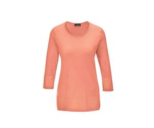 3/4 Arm-Pullover GOLDNER "Gepflegter Ajour-Pullover mit femininen Durchbrüchen", Damen, Gr. 52, rosa (melone), Obermaterial: 100% Polyacryl PAN., normal, Rundhals, Sonstiges, Pullover, Ohne (95645460-