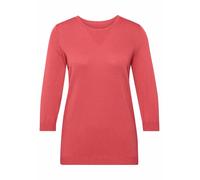 3/4 Arm-Pullover GOLDNER "Sommerlicher Strickpullover mit Ajourmuster", Damen, Gr. 44, rot (koralle), Obermaterial: 50% Baumwolle CO. 50% Polyacryl PAN., Pullover (56589250-44) koralle