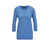 3/4 Arm-Pullover GOLDNER "Sommerlicher Strickpullover mit Ajourmuster", Damen, Gr. 46, blau (jeansblau), Obermaterial: 50% Baumwolle CO. 50% Polyacryl PAN., Pullover (20398567-46) jeansblau