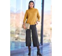 3/4 Arm-Pullover HEINE "Pullover", Damen, Gr. 42, gelb (ocker), 50% Viskose, 28% Polyester, 22% Polyamid, unifarben, Pullover (34464916-42) ocker