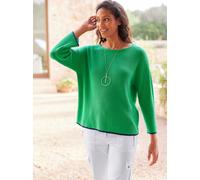 3/4 Arm-Pullover HEINE "Pullover", Damen, Gr. 50, grün (grasgrün), 100% Baumwolle, unifarben, Pullover, Topseller (82054326-50) grasgrün