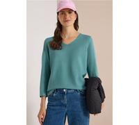 3/4-Arm Pullover mit V-Neck und Strukturfront