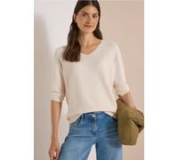 3/4-Arm Pullover mit V-Neck und Strukturfront