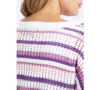 Sheego 3/4-Arm-Pullover im Ajour-Strick 48/50 orchidee-weiß-geringelt