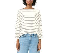 3/4 Arm-Pullover QS, Damen, Gr. S (36), weiß beige, Strick, Obermaterial: 50% Polyacryl, 50% Viskose, geringelt, gestreift, lässig geschnitten hüftbedeckend, tiefer Rundhals, Bündchen, Pullover, gestr