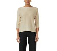 3/4 Arm-Pullover S.OLIVER BLACK LABEL, Damen, Gr. 38, beige (vanilla), Strick, Obermaterial: 90% Viskose, 10% metallisierte Fasern, unifarben, lässig geschnitten hüftbedeckend, U-Boot-Ausschnitt, Roll