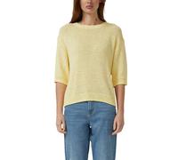 3/4 Arm-Pullover S.OLIVER, Damen, Gr. 42, gelb, Strick, Obermaterial: 60% Baumwolle, 40% Polyamid, unifarben, lässig geschnitten hüftbedeckend, Rundhals, Flachstrickbündchen, Pullover, Strickpullover