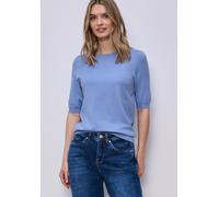 3/4 Arm-Pullover STREET ONE, Damen, Gr. 40, bonnet blau, Stoff, 30% Polyester, 27% Polyacryl, 23% Polyamid, 20% Viskose, unifarben, comfort fit normal, Rundhals, Bündchen, Pullover, in Unifarbe (66756