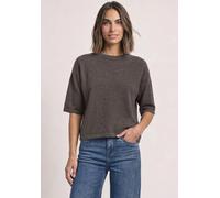 3/4 Arm-Pullover STREET ONE, Damen, Gr. 44, braun (schwarz coffee meliert), Stoff, 30% Polyester, 29% Polyacryl, 21% Viskose, 20% Polyamid, unifarben, normal normal, Rundhals, abgesteppt, Pullover, mi