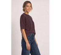 3/4 Arm-Pullover STREET ONE, Damen, Gr. 46, lila (rustic rouge meliert), Stoff, 30% Polyester, 29% Polyacryl, 21% Viskose, 20% Polyamid, unifarben, normal normal, Rundhals, abgesteppt, Pullover, mit 3