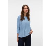 3/4 Arm-Pullover VERO MODA "VMNORA 3/4 BOATNECK BLOUSE NOOS", Damen, Gr. XXL, cashmere blau, Rippstrick, Obermaterial: 63% Polyester, 34% Viskose, 3% Wolle, unifarben, normal, U-Boot-Ausschnitt, Flede