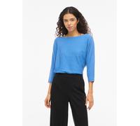3/4 Arm-Pullover VILA "VIMALU BOATNECK 3/4 SLEEVE KNIT TOP-NOOS", Damen, Gr. L, blau (all aboard detail:melange), Strick, Obermaterial: 50% Polyester, 30% Viskose, 20% Nylon, meliert, loose fit normal