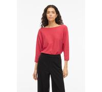 3/4 Arm-Pullover VILA "VIMALU BOATNECK 3/4 SLEEVE KNIT TOP-NOOS", Damen, Gr. L, rot (hibiscus detail:melange), Strick, Obermaterial: 50% Polyester, 30% Viskose, 20% Nylon, meliert, loose fit normal, U