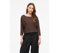 3/4 Arm-Pullover VILA "VIMALU BOATNECK 3/4 SLEEVE KNIT TOP-NOOS", Damen, Gr. S, braun (coffee bean detail:melange), Strick, Obermaterial: 50% Polyester, 30% Viskose, 20% Nylon, meliert, loose fit norm