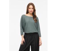 3/4 Arm-Pullover VILA "VIMALU BOATNECK 3/4 SLEEVE KNIT TOP-NOOS", Damen, Gr. XS, grün (balsam grün detail:melange), Strick, Obermaterial: 50% Polyester, 30% Viskose, 20% Nylon, meliert, loose fit norm