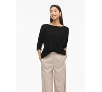 3/4 Arm-Pullover VILA "VIMALU BOATNECK 3/4 SLEEVE KNIT TOP-NOOS", Damen, Gr. XS, schwarz beauty, Strick, Obermaterial: 50% Polyester, 30% Viskose, 20% Nylon, unifarben, loose fit normal, U-Boot-Aussch