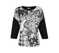 3/4-Arm-Shirt ALBA MODA "Shirt Shirt mit platziertem Druck", Damen, Gr. 36, schwarz, Obermaterial: 95% Viskose CV. 5% Elasthan EL., Modern, Shirts 3/4-Arm-Shirt (30933866-36) schwarz