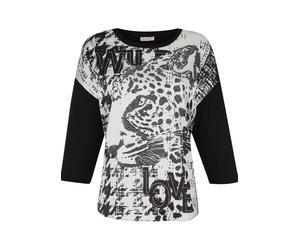 3/4-Arm-Shirt ALBA MODA "Shirt Shirt mit platziertem Druck", Damen, Gr. 36, schwarz, Obermaterial: 95% Viskose CV. 5% Elasthan EL., Modern, Shirts 3/4-Arm-Shirt (30933866-36) schwarz