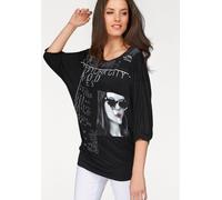 3/4-Arm-Shirt ANISTON SELECTED, Damen, Gr. 34, bunt (schwarz, weiß, rot, bedruckt), Jersey, Obermaterial: 95% Viskose, 5% Elasthan, lässig geschnitten Po-bedeckend, Rundhals, angesetztes Bündchen, Shi