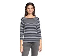 3/4-Arm-Shirt BETTY BARCLAY "Damen mit Ringel", Damen, Gr. 42, blau (dunkelblau, weiß), Jersey, Obermaterial: 95% Viskose, 5% Elasthan, Basic, tailliert normal, U-Boot-Ausschnitt, Shirts 3/4-Arm-Shirt